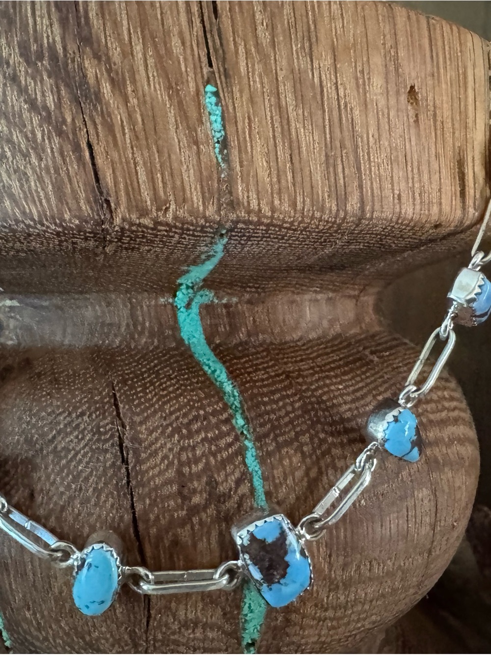 Sterling Silver Turquoise Link Choker - Golden Hills Turquoise
